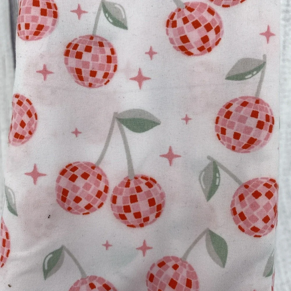 Peri Home Sheet Set KING White Pink Cherries Cherry Disco Balls Whimsical